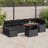 vidaXL Tuinbank Set met kussen met opslag 8 pcs Zwart en crème