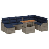 vidaXL Tuinbank Set 9 st grijs en marineblauw