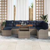 vidaXL Tuinbank Set 9 st grijs en marineblauw