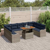 vidaXL Garden Bench Set 10 pcs 9-Seater Grey and Navy Blue