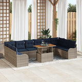 vidaXL Garden Sofa Set 11 pcs 10-Seater Grey and Navy Blue