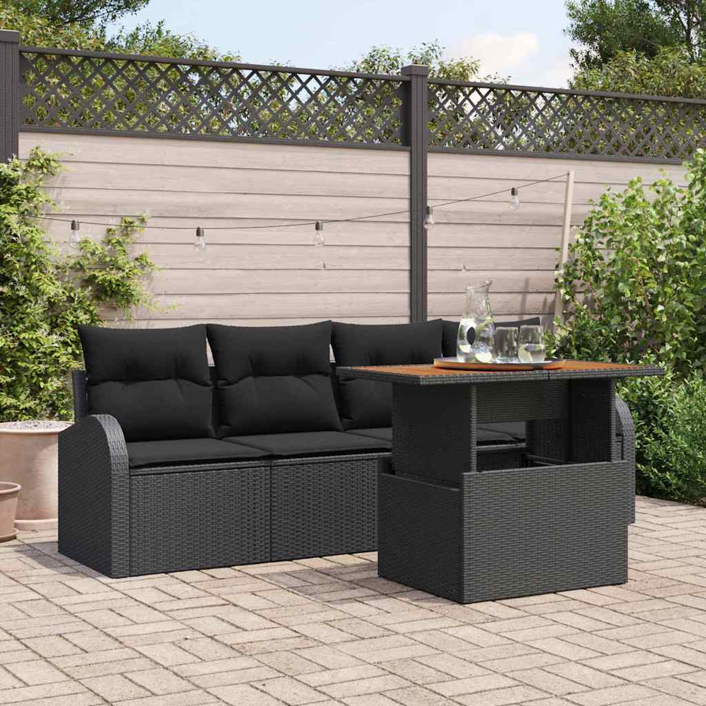 vidaXL Tuinbank Set met kussen 5 pcs Zwart en crème
