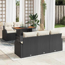vidaXL Garden Bench Set with Cushion 6 pcs Black and Cream