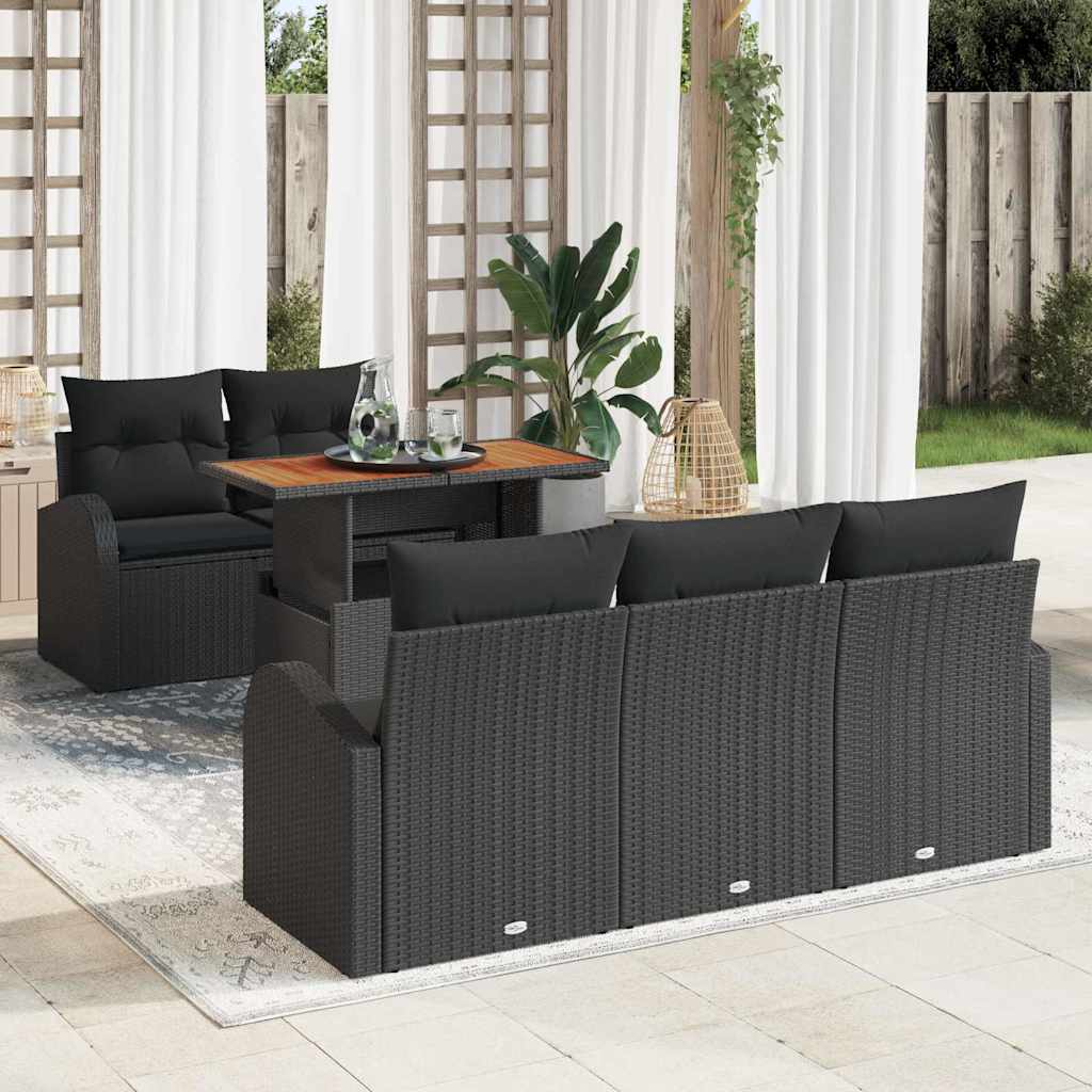 vidaXL Garden Bench Set with Cushion 6 pcs Black and Cream
