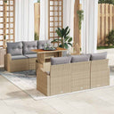 vidaXL Tuinbank Set met kussen 7 pcs Zwart en crème
