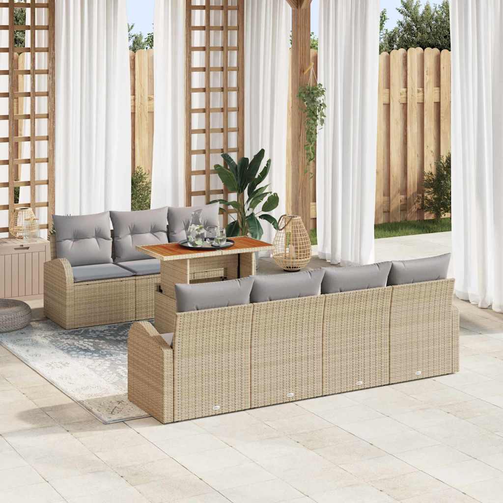 vidaXL Garden Bench Set with Cushion 8 pcs Black and Cream