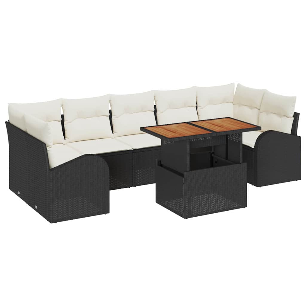 vidaXL Tuinbank Set met kussen 8 pcs Zwart en crème