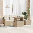 vidaXL Garden Bench Set with Cushion 6 pcs Black and Cream