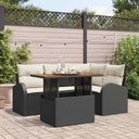 vidaXL Tuinbank Set met kussen 5 pcs Zwart en crème