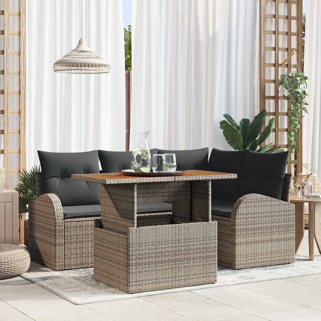 vidaXL Tuinbank Set met kussen 5 pcs Zwart en crème