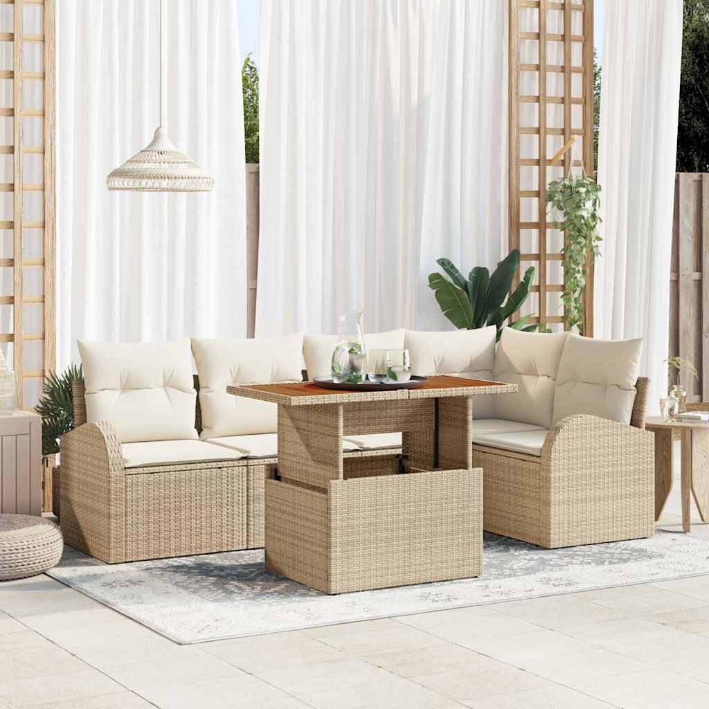 vidaXL Garden Bench Set with Cushion 6 pcs Black and Cream