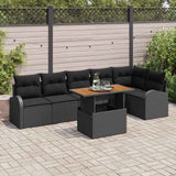 vidaXL Tuinbank Set met kussen 7 pcs Zwart en Crème