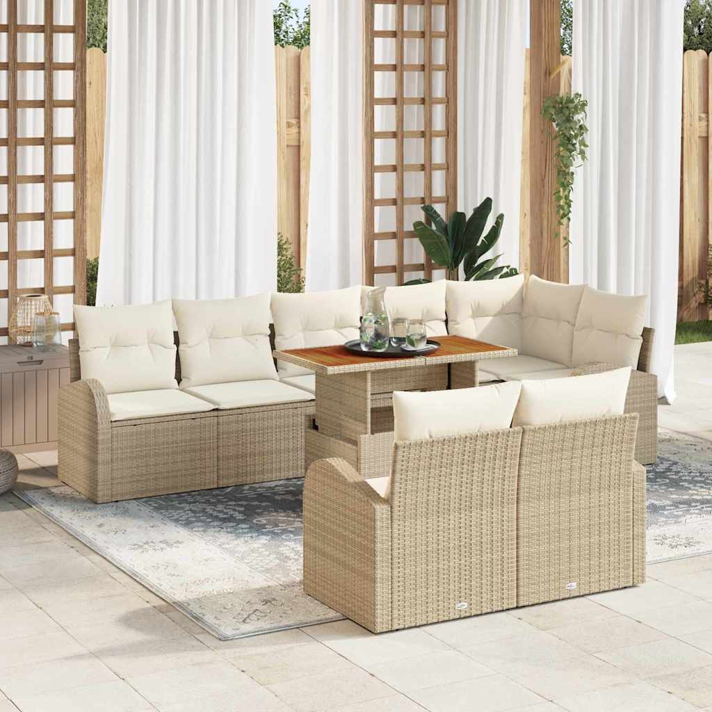vidaXL Tuinbank Set met kussen 9 pcs Zwart en crème