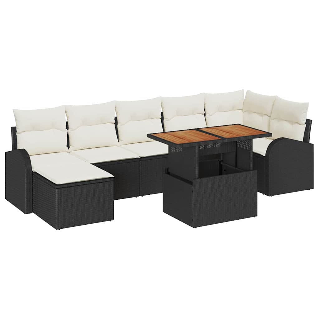 vidaXL Garden Sofa Set with cushions 8 pcs Black and cream