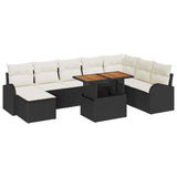 vidaXL Garden Sofa Set with Cushions 9 pcs Black and Cream