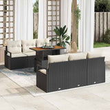 vidaXL Garden Bench Set with Cushion 7 pcs Black and Cream