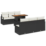 vidaXL Garden Bench Set with Cushion 7 pcs Black and Cream