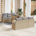 vidaXL Garden Bench Set with Cushion 7 pcs Black and Cream