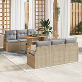 vidaXL Garden Bench Set with Cushion 7 pcs Black and Cream