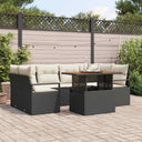 vidaXL Tuinbank Set met kussen 7 pcs Zwart en crème