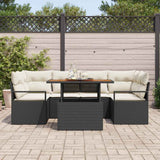 vidaXL Tuinbank Set met kussen 7 pcs Zwart en crème