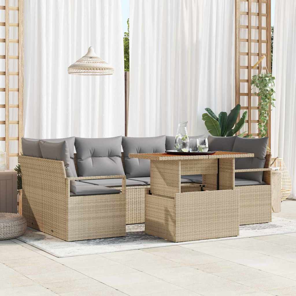 vidaXL Tuinbank Set met kussen 7 pcs Zwart en crème