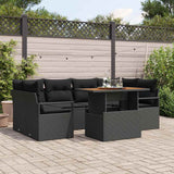 vidaXL Tuinbank Set met kussen 7 pcs Zwart en crème