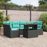 vidaXL Banc de jardin avec coussins 7 pcs gris et bleu marine