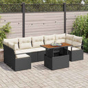 vidaXL Garden Bench Set with Cushion with Cushion 8 pcs Black and Cream