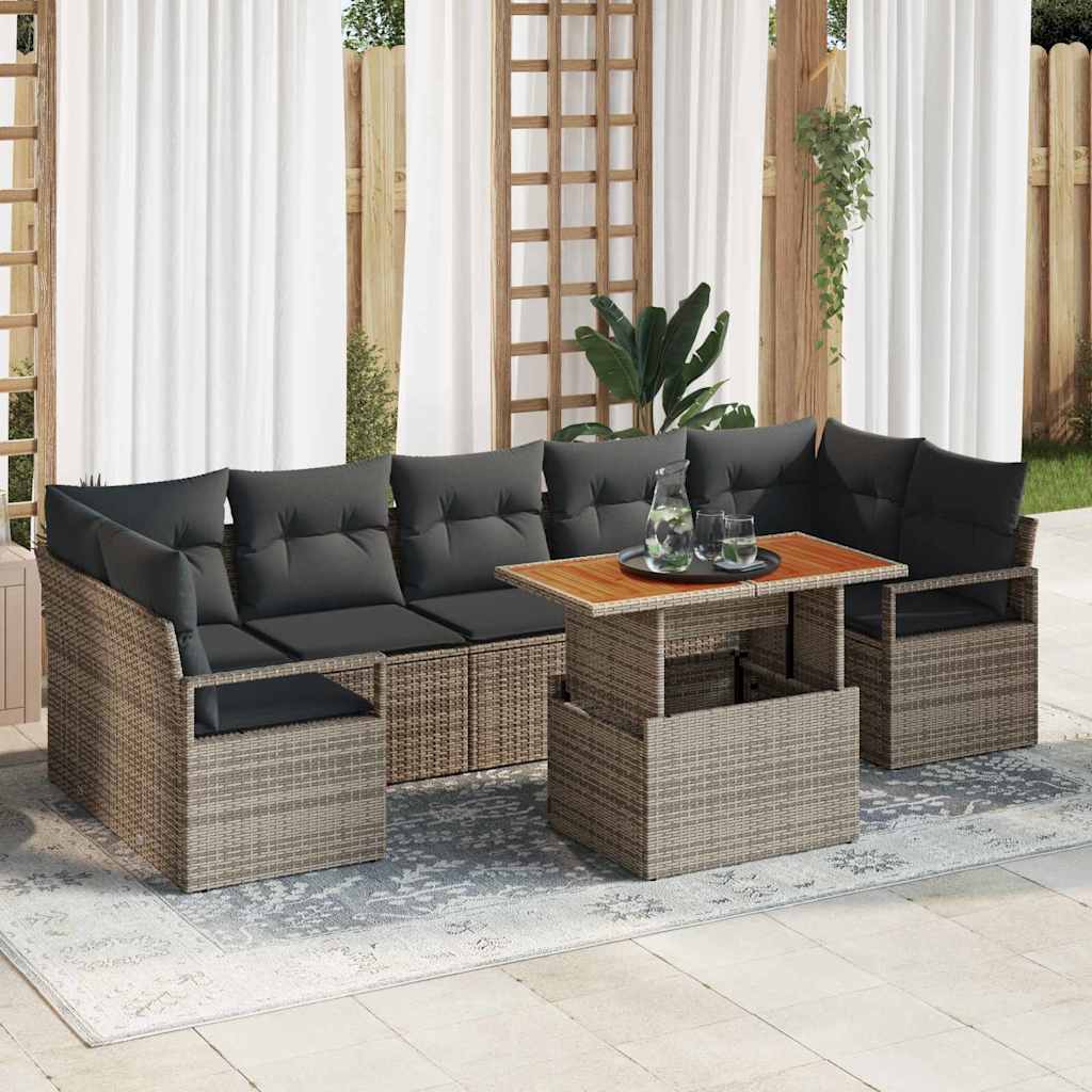 vidaXL Garden Bench Set with Cushion with Cushion 8 pcs Black and Cream