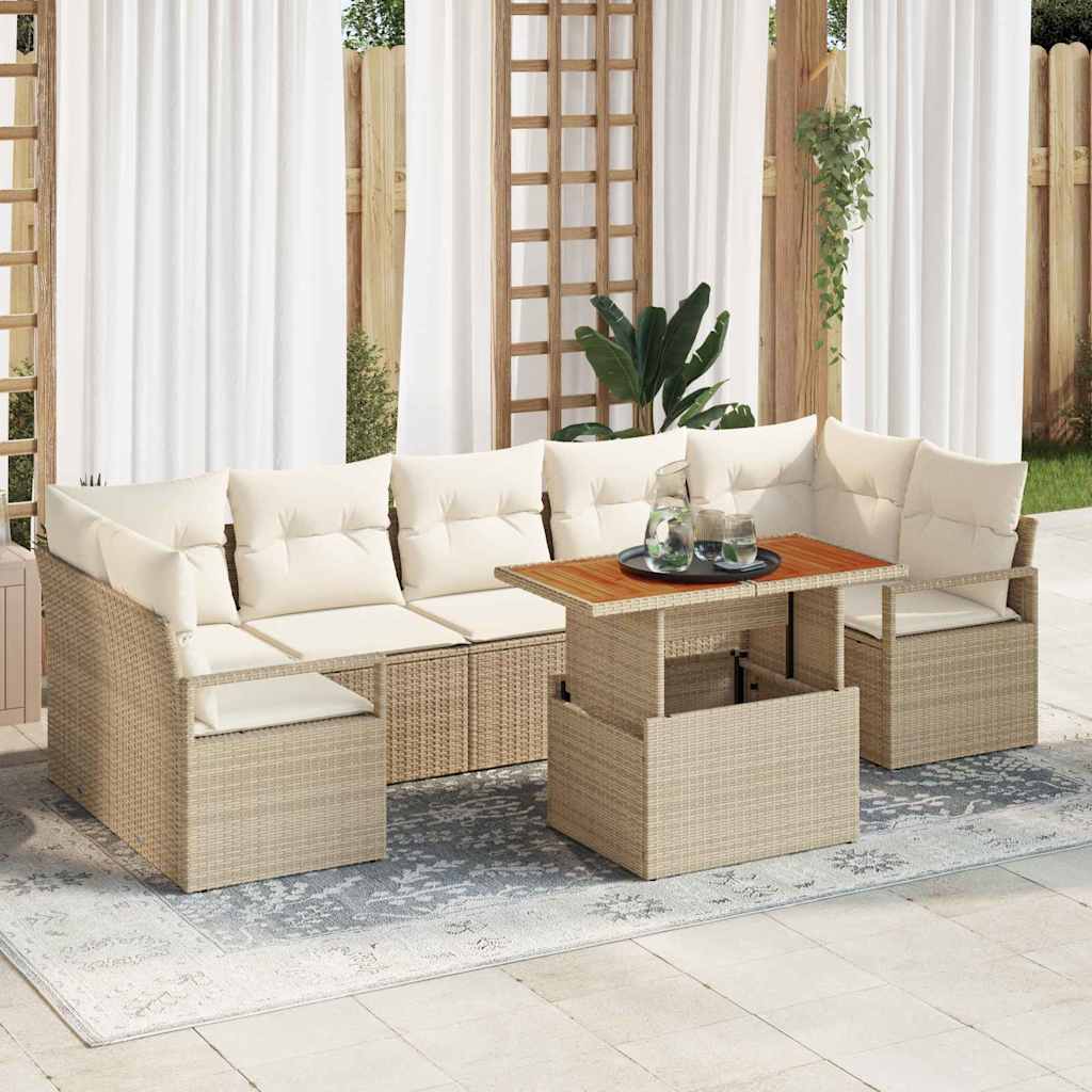 vidaXL Garden Bench Set with Cushion with Cushion 8 pcs Black and Cream