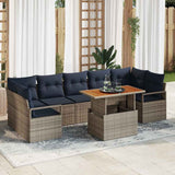 vidaXL Garden Sofa Set with Cushions 8 pcs Grey and Navy Blue
