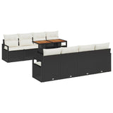 vidaXL Tuinbank Set met kussen met kussen 9 pcs Zwart en Crème