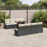 vidaXL Tuinbank Set met kussen met kussen 9 pcs Zwart en Crème