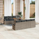 vidaXL Tuinbank Set met kussen met kussen 9 pcs Zwart en Crème