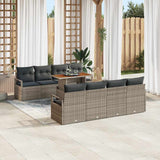 vidaXL Tuinbank Set met kussen met kussen 9 pcs Zwart en Crème