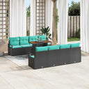vidaXL Tuinbank Set met kussen 9 pcs Grijs en Marineblauw