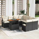 vidaXL Tuin Eettafel Set met kussen 9 pcs Zwart en Crème