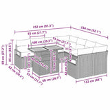 vidaXL Tuin Eettafel Set met kussen 9 pcs Zwart en Crème
