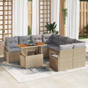 vidaXL Tuin Eettafel Set met kussen 9 pcs Zwart en Crème