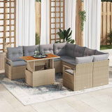 vidaXL Tuin Eettafel Set met kussen 9 pcs Zwart en Crème