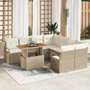 vidaXL Tuin Eettafel Set met kussen 9 pcs Zwart en Crème