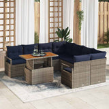 vidaXL Garden Dining Set with Cushions 9 pcs Grey and Navy Blue