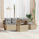 vidaXL Tuin Eettafel Set met kussen 6 pcs Zwart en Crème