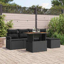 vidaXL Tuin Eettafel Set met kussen 6 pcs Zwart en Crème