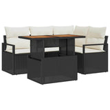 vidaXL Garden Dining Table Set with Cushions 5 pcs Black and Cream