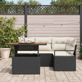vidaXL Garden Dining Table Set with Cushions 5 pcs Black and Cream