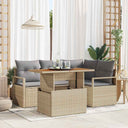 vidaXL Garden Dining Table Set with Cushions 5 pcs Black and Cream