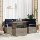 vidaXL Tuin Eettafel Set met kussen 5 pcs Grijs en Marineblauw