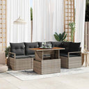 vidaXL Tuin Eettafel Set met kussen 6 pcs Zwart en Crème